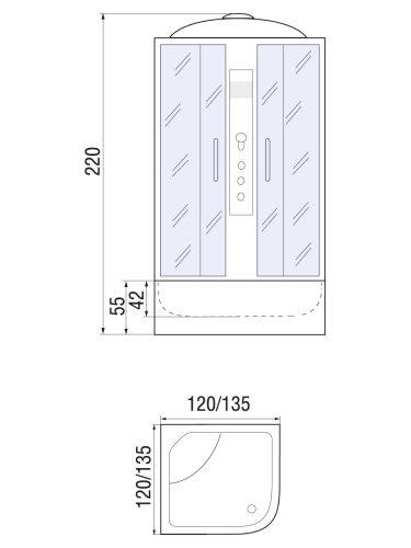 Душевой бокс River TEMZA 10000001585 135х135 стекло тонированное профиль хром - фото 2
