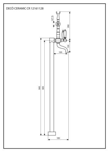 Смеситель Emmevi Deco Ceramic 12161128/BR напольный бронза - фото 2