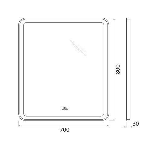 Зеркало с подсветкой BelBagno Marino SPC-MAR-700-800-LED-TCH-WARM 70х80 подвесное - фото 5