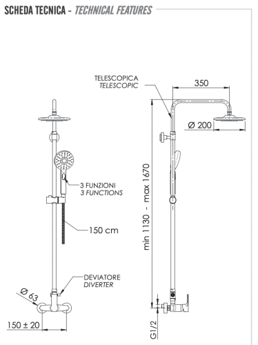 Душевая стойка Remer Energy EY37AEC20 настенная цвет хром - фото 2
