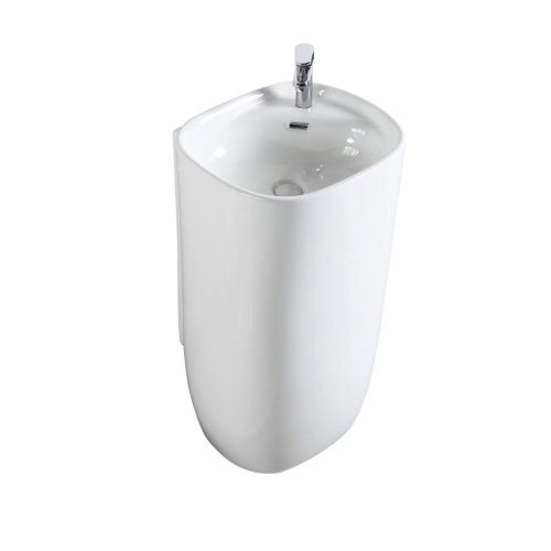 Раковина из сантехнического фарфора Vincea VBS-2P202 50х50 напольная цвет белый 1 отверстие под смеситель - фото 2