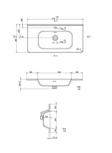 Раковина керамическая Uperwood Monica RMonica90wg 90х50 полувстраиваемая цвет белый - фото 2