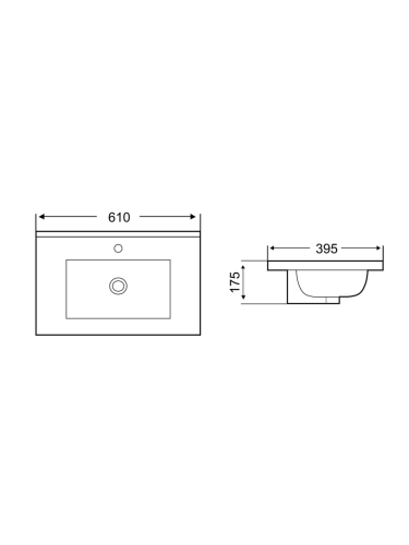 Раковина из сантехнического фаянса WeltWasser WW SK 10000005583 40 см встраиваемая цвет белый 1 отверстие под смеситель - фото 2