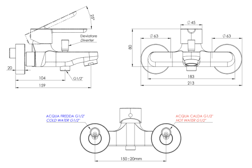 Смеситель для ванны Mariani Winter B14212WN настенный черный - фото 5