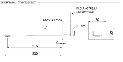 Излив Remer Dream 91DL настенный хром - фото 2