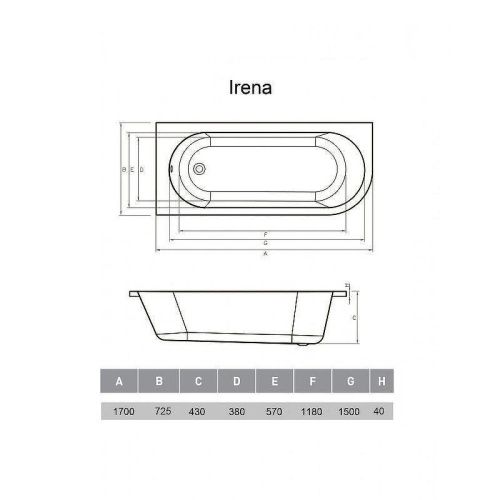 Ванна акриловая Vayer Irena Гл000026131 170х70 пристенная прямоугольная - фото 2
