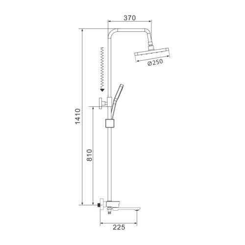 Душевая стойка Shevanik S4726T настенная цвет оружейная сталь - фото 3