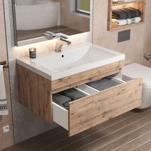 Тумба с раковиной Uperwood Eva 3930313471 70х50 цвет коричневый - фото 3