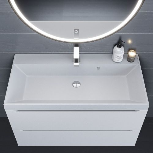 Раковина из искусственного камня Uperwood Classic Quartz 293020632 100х50 полувстраиваемая цвет белый - фото 5