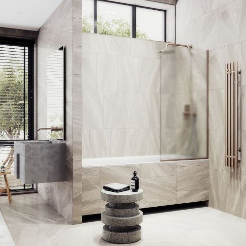 Душевая шторка на ванну Maybah Glass MGV-143-2у 65х140 стекло тонированное профиль бронза ориентация универсальная - фото 3