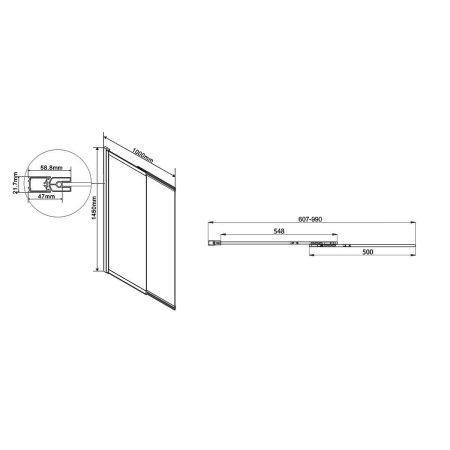 Душевая шторка на ванну Vincea VSB-1E VSB-1E100CL 100х145 стекло прозрачное профиль хром ориентация универсальная