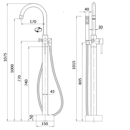Смеситель BOCH MANN BRAIES Brush nickel BM8922 напольный никель - фото 2