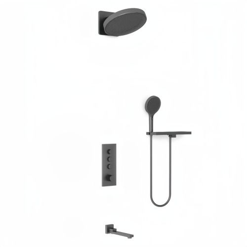 Душевая система Vincea VSFW-433TI3RGM встраиваемая в стену цвет вороненая сталь с термостатом - фото 2