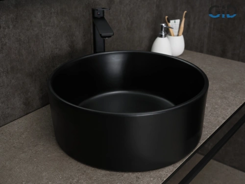 Раковина керамическая Gid Esfera 53368 40х40 накладная цвет черный без отверстий под смеситель - фото 4