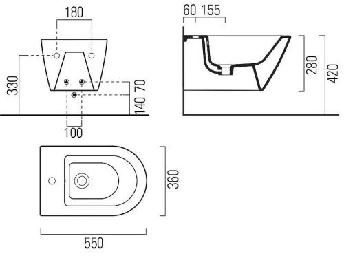 Биде подвесное GSI Kube X 9465111_УЦ/3 цвет белый - фото 2