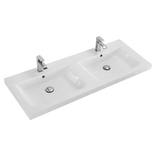 Раковина из искусственного камня Cezares ECO CZR-1200/480-2-LV-MR-ECO 120х50 подвесная цвет белый 2 отверстия под смеситель - фото 2