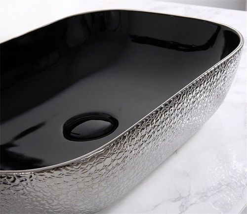 Раковина из сантехнического фаянса CeramaLux D1302H020 50х40 накладная цвет хром без отверстий под смеситель - фото 4