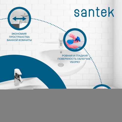 Раковина из сантехнического фарфора Santek Канны WH110243 50х50 накладная цвет белый - фото 5