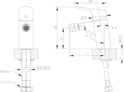 Смеситель Bravat Drop F34898C на биде хром - фото 2