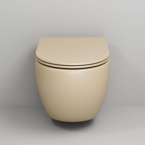 Унитаз подвесной Grossman Санфаянс GR-4455BEMS бежевый с сиденьем микролифт безободковый каскадный смыв - фото 3