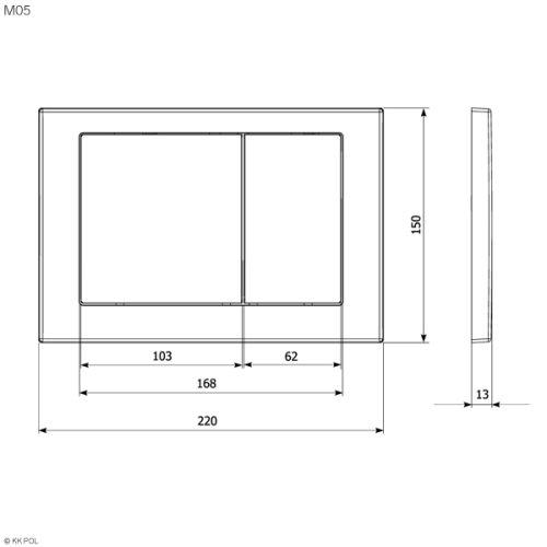 Клавиша смыва механическая KK POL M05 350/PPC/057-00-00 цвет черный - фото 2