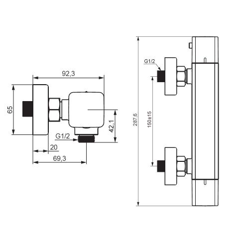 Смеситель для душа Damixa Gala 536000300 настенный черный с термостатом - фото 5
