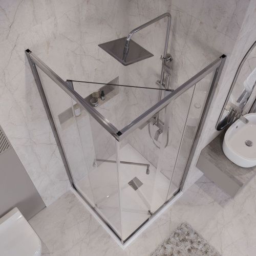 Душевой уголок Niagara Nova NG-6635-34 100х100 стекло прозрачное профиль хром без поддона - фото 5