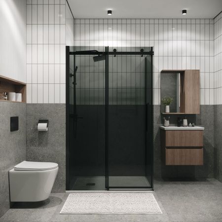 Боковая стенка Grossman Classic 200.K33.04.100.21.10 100х195 стекло тонированное профиль черный