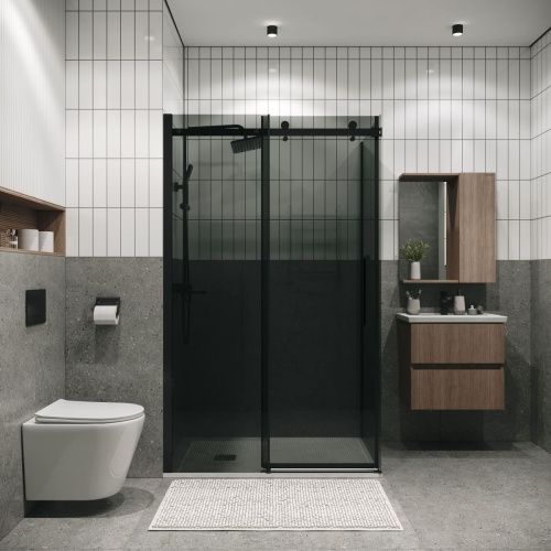 Душевая перегородка Grossman Classic 200.K33.04.90.21.10 90х195 стекло тонированное профиль черный - фото 3