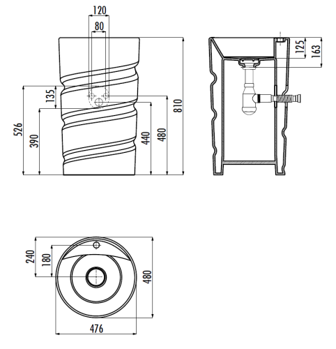 Раковина из сантехнического фарфора Creavit Spiral CL084-00CB00E-0000 50х50 напольная цвет белый - фото 2