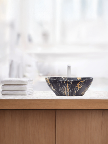 Раковина из сантехнического фаянса WeltWasser WW SK 10000004550 30 см накладная цвет черный/бежевый без отверстий под смеситель - фото 4