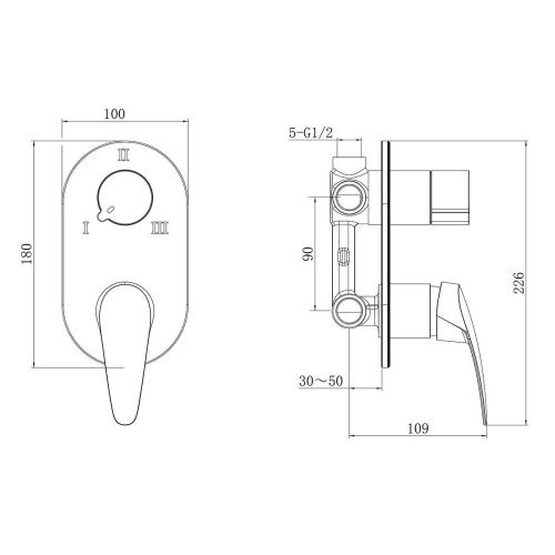 Смеситель для ванны и душа LeMark Linara LM0428C встраиваемый в стену хром - фото 2