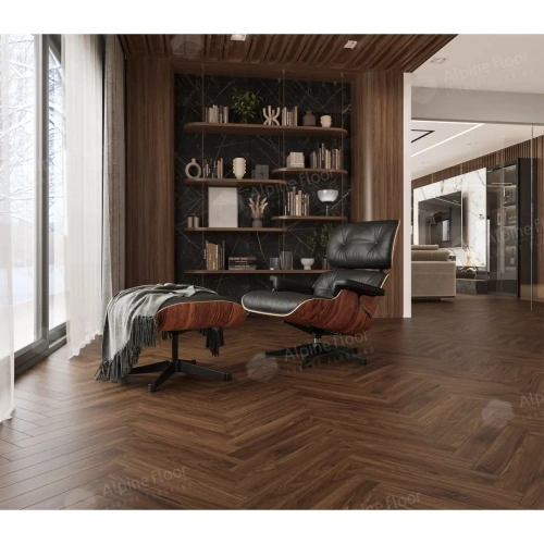 Ламинат Alpine Floor Herringbone 12 LF105-12 Орех Трентино толщина 1.2 см 34 класс 600х100 - фото 3