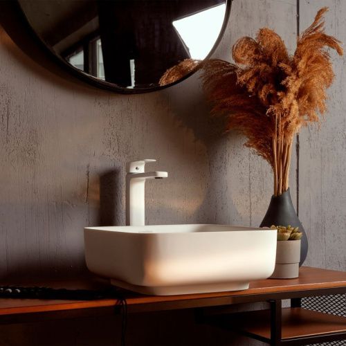 Раковина из искусственного камня MonteBianco Loreto Piazza 360 12018 40х40 накладная цвет белый без отверстий под смеситель - фото 4