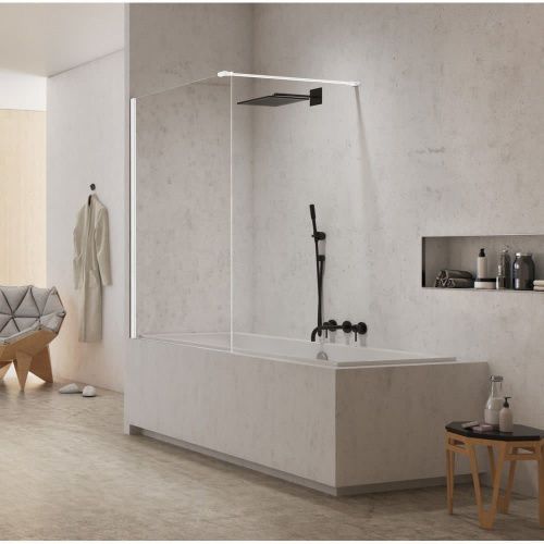 Душевая шторка на ванну New Trendy NEW MODUS White EXK-2339-WP 90х150 стекло прозрачное профиль белый ориентация универсальная - фото 2