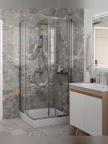 Душевой уголок Teymi Helmi T00601 80х80 стекло прозрачное профиль хром с поддоном - фото 5