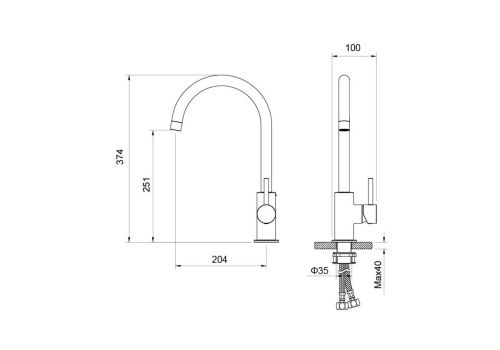 Смеситель для кухни Aquatek Европа AQ1382BG на мойку золото - фото 2