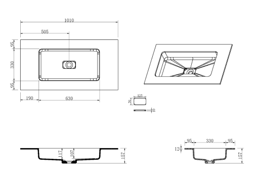 Раковина акриловая Armadi Art Quatro 793-100-W 100х50 накладная цвет белый без отверстий под смеситель - фото 2