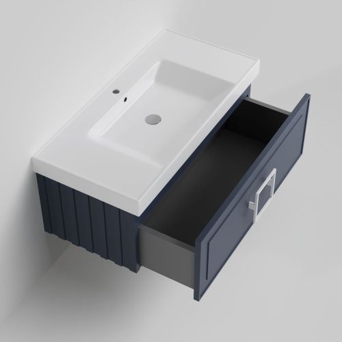 Тумба с раковиной La Fenice CUBO NFNC-01-CUB-BG-100-2-100 100х50 подвесная цвет синий - фото 2