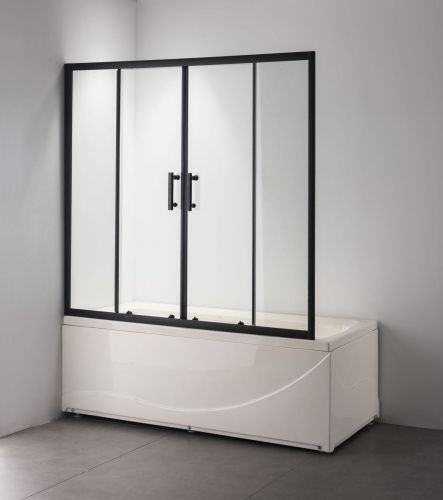 Душевая шторка на ванну Taliente TA-1714CB 170х140 стекло прозрачное профиль черный ориентация универсальная - фото 2