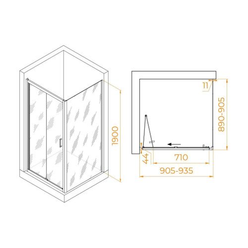 Душевой уголок RGW Passage 060813299-14 90х90 стекло прозрачное профиль черный без поддона - фото 5