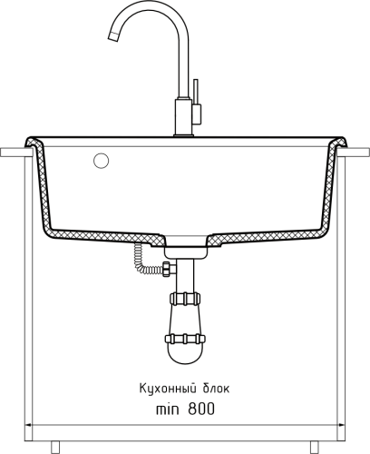 Кухонная мойка Granfest Level LV-660 черный 65х50 цвет черный поверхность матовая - фото 4