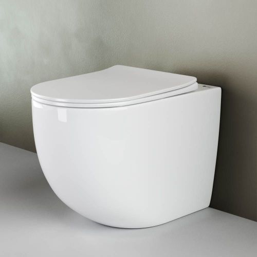 Унитаз приставной Ceramica Nova MIA CN1810 белый с сиденьем микролифт безободковый душевой смыв - фото 3