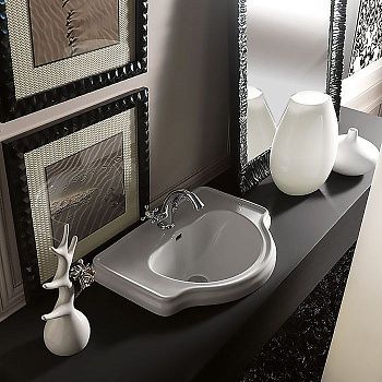 Раковина из сантехнического фарфора Kerasan Retro 103001*1 60х50 накладная цвет белый 1 отверстие под смеситель