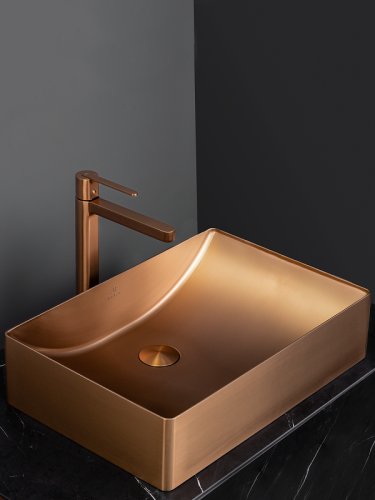 Раковина из нержавеющей стали AltroBagno Futuro AltroBagnoFuturo001015RaSp 50х30 накладная цвет медь - фото 3