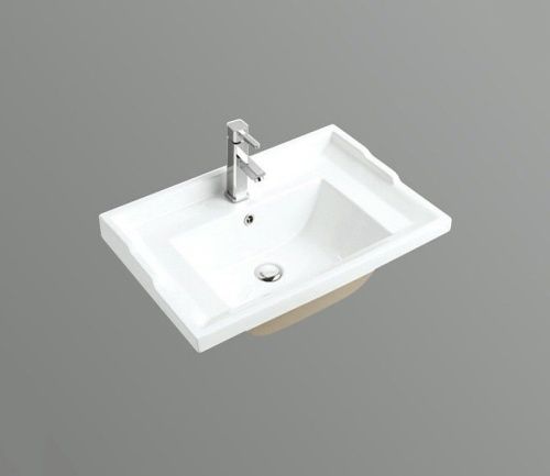 Раковина из сантехнического фаянса CeramaLux 840-70 70х50 встраиваемая цвет белый 1 отверстие под смеситель - фото 3