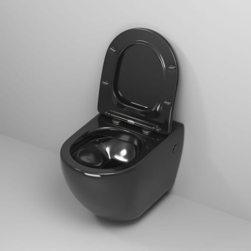 Унитаз подвесной Grossman Color GR-4411blackS черный с сиденьем микролифт безободковый каскадный смыв - фото 4