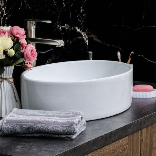 Раковина из сантехнического фарфора Melana 7151-805 50х40 накладная цвет белый без отверстий под смеситель - фото 5