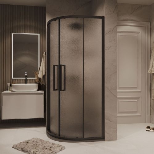 Душевой уголок Grossman Cosmo 301.K33.02.1010.21.02 100х100 стекло текстурное профиль черный без поддона - фото 3