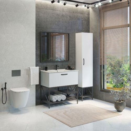 Шкаф-пенал Comforty Бредфорд 00-00009884CF 40х190 напольный цвет белый